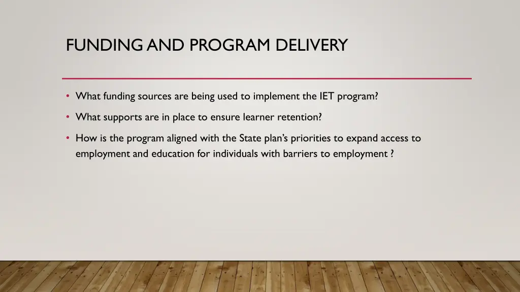 funding and program delivery