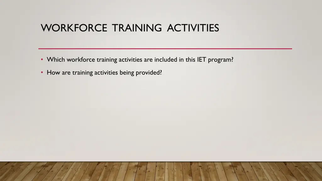 workforce training activities