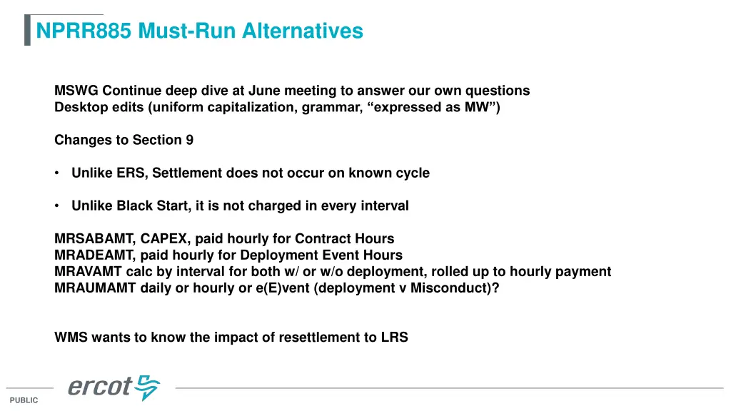 nprr885 must run alternatives
