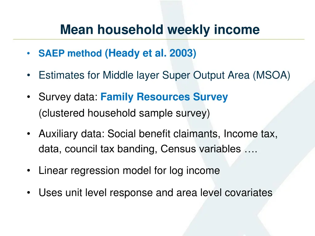 mean household weekly income