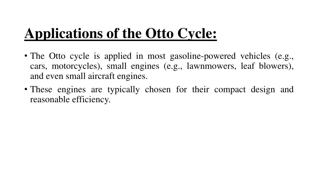 applications of the otto cycle
