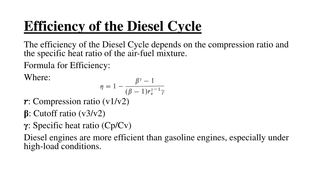 efficiency of the diesel cycle