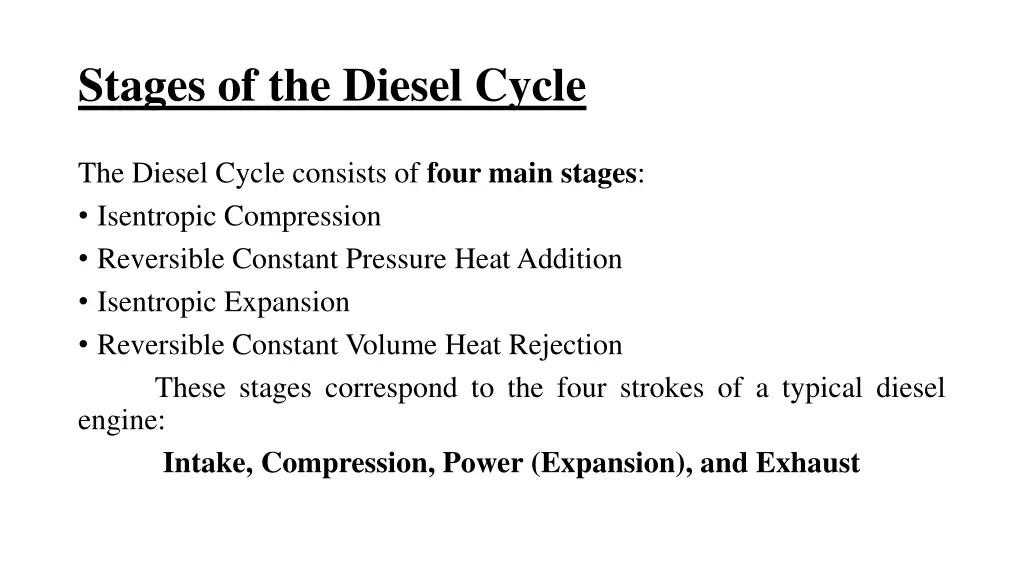 stages of the diesel cycle