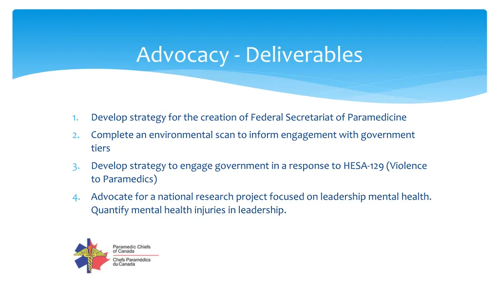 advocacy deliverables