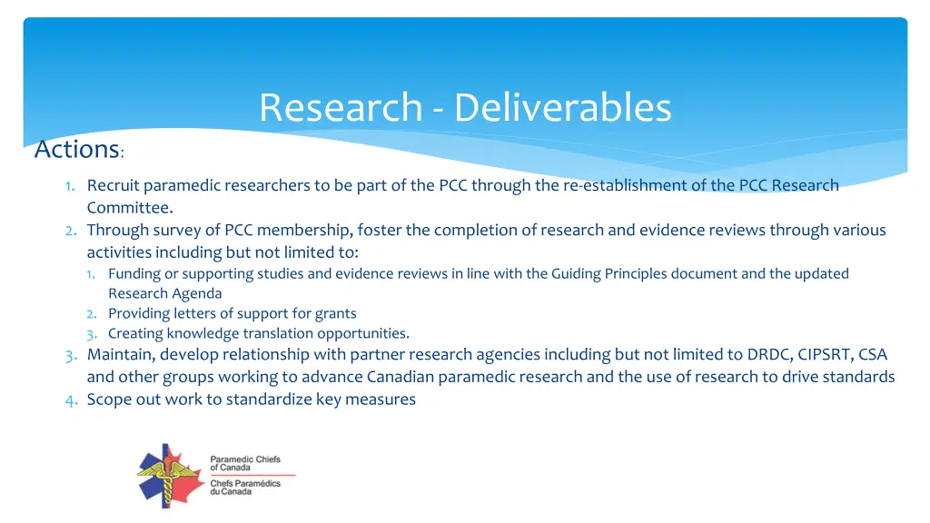 research deliverables