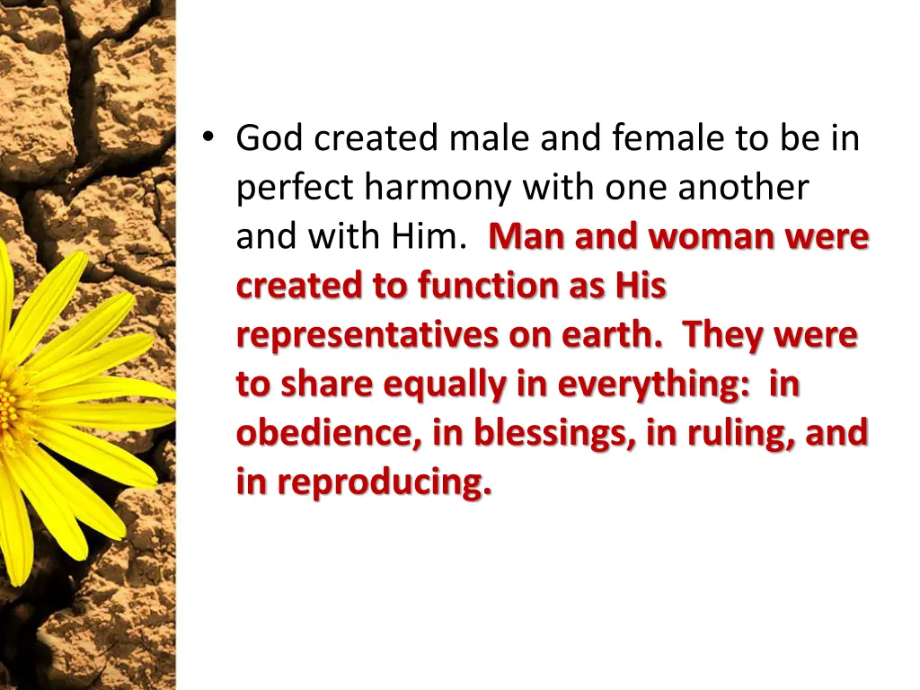 god created male and female to be in perfect