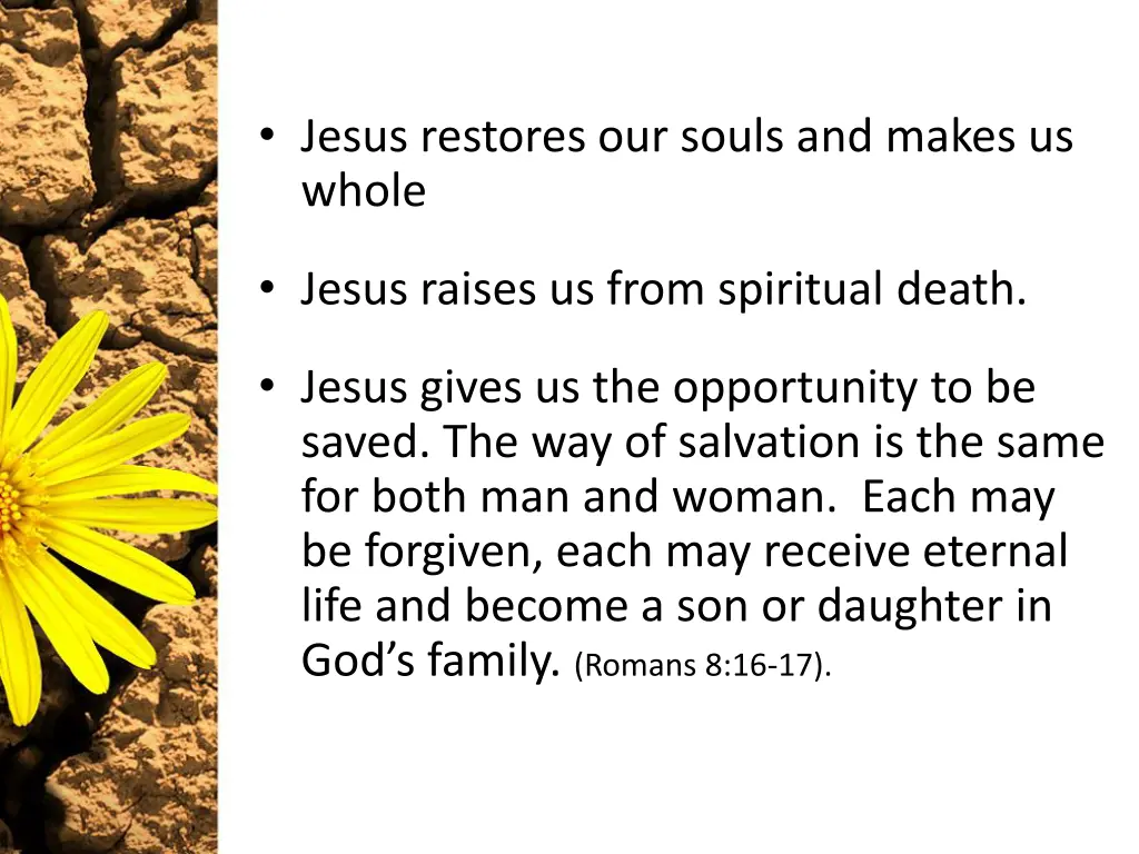 jesus restores our souls and makes us whole