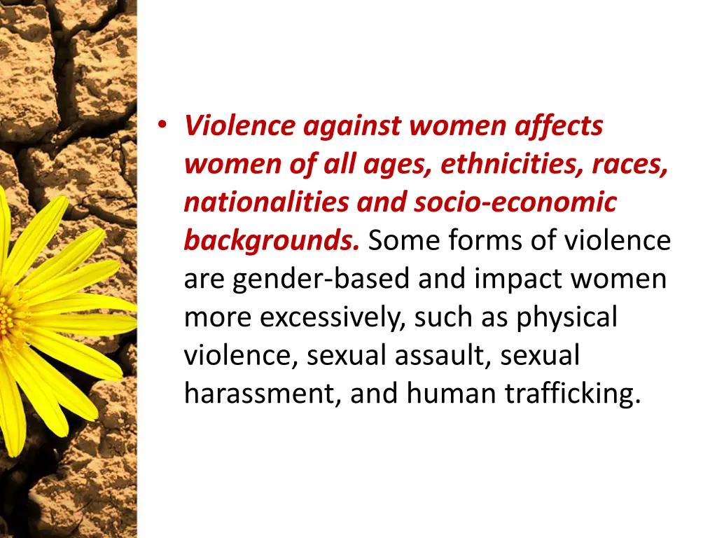 violence against women affects women of all ages