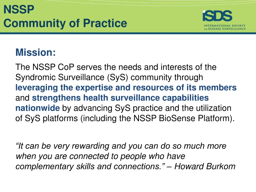 nssp community of practice