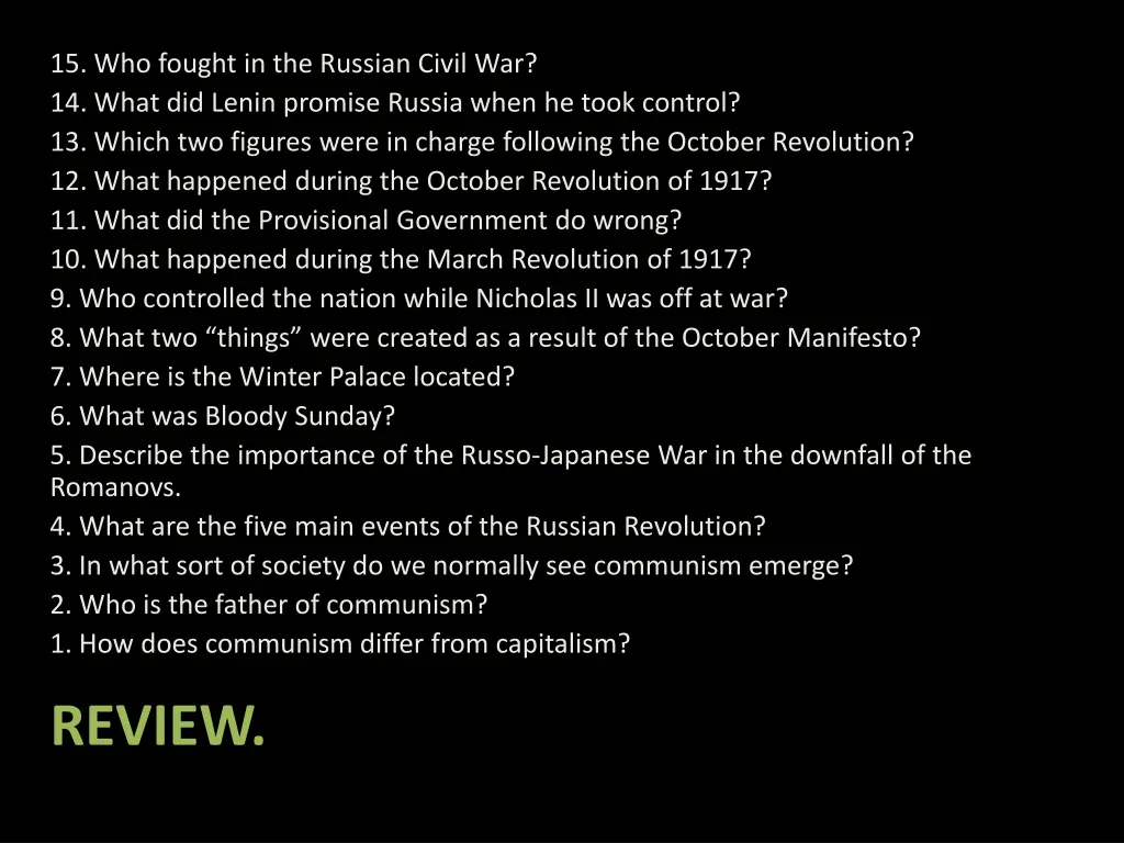 15 who fought in the russian civil war 14 what