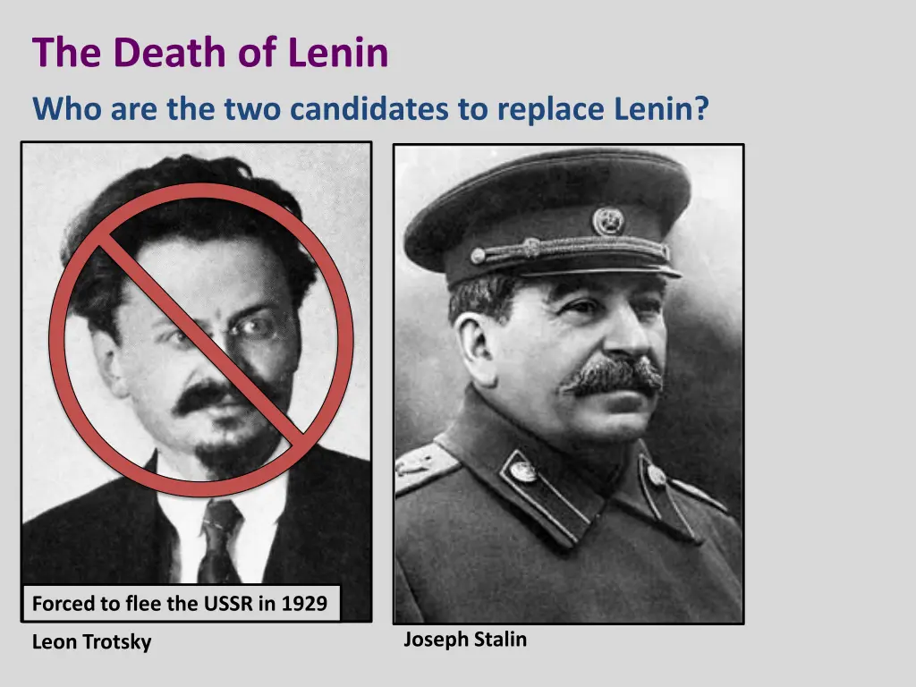 the death of lenin who are the two candidates 1