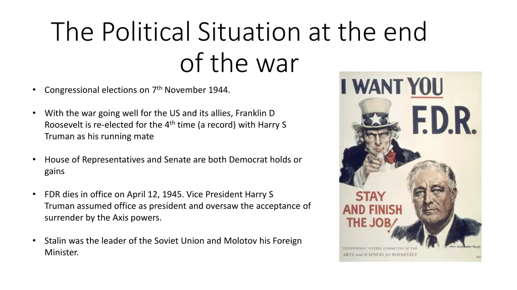 the political situation at the end of the war