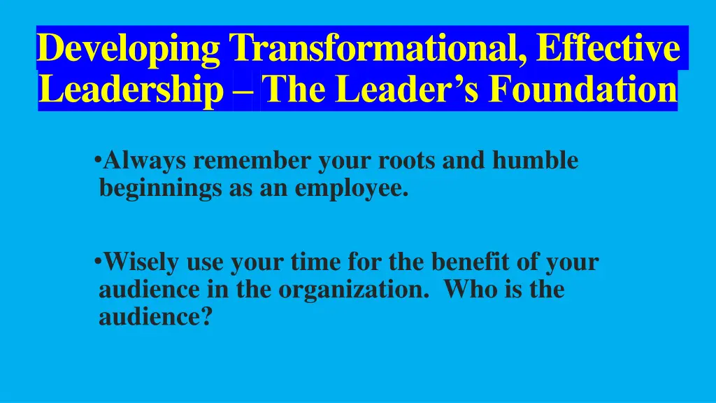 developing transformational effective leadership 1