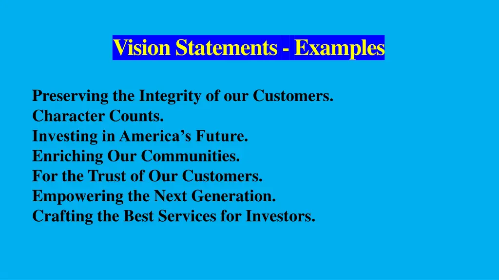 vision statements examples