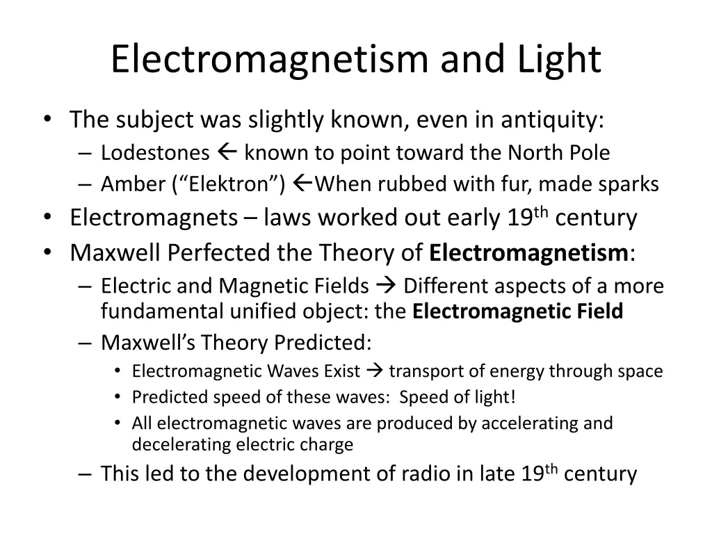 electromagnetism and light