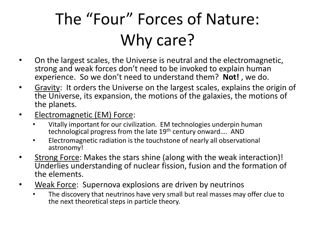 the four forces of nature why care