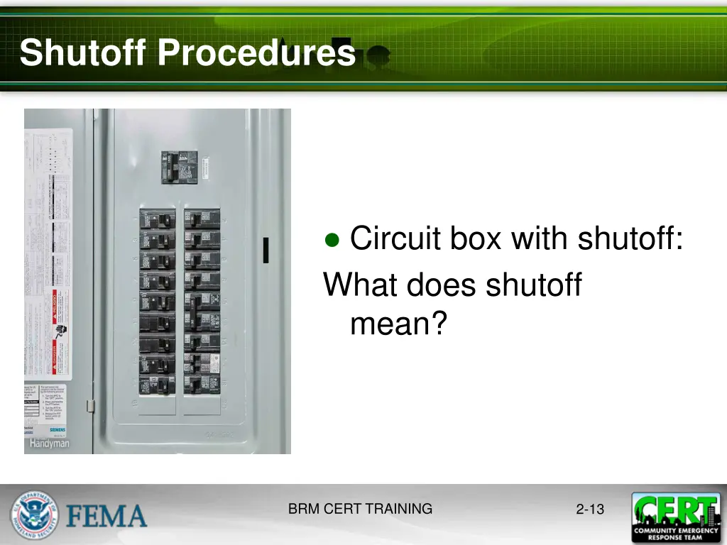 shutoff procedures