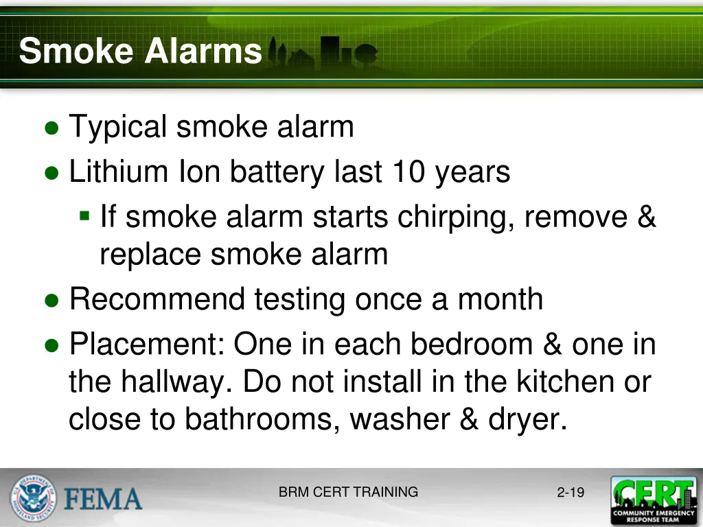 smoke alarms