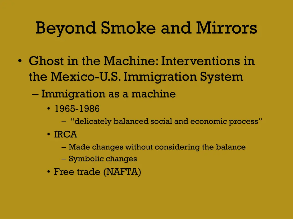 beyond smoke and mirrors