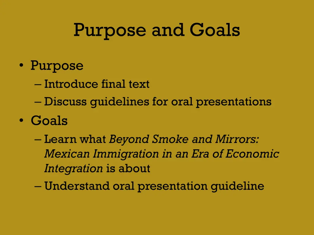 purpose and goals