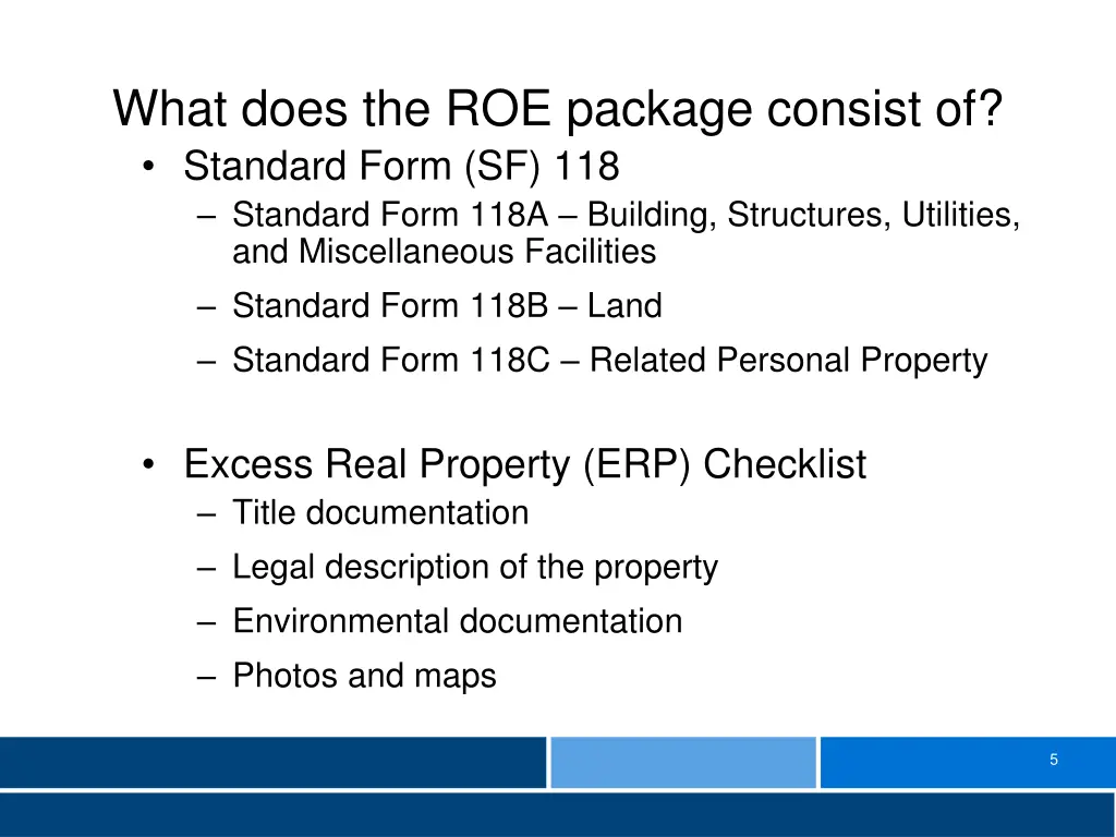what does the roe package consist of