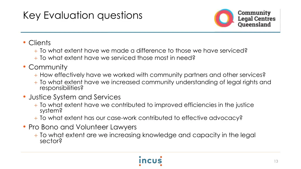 key evaluation questions