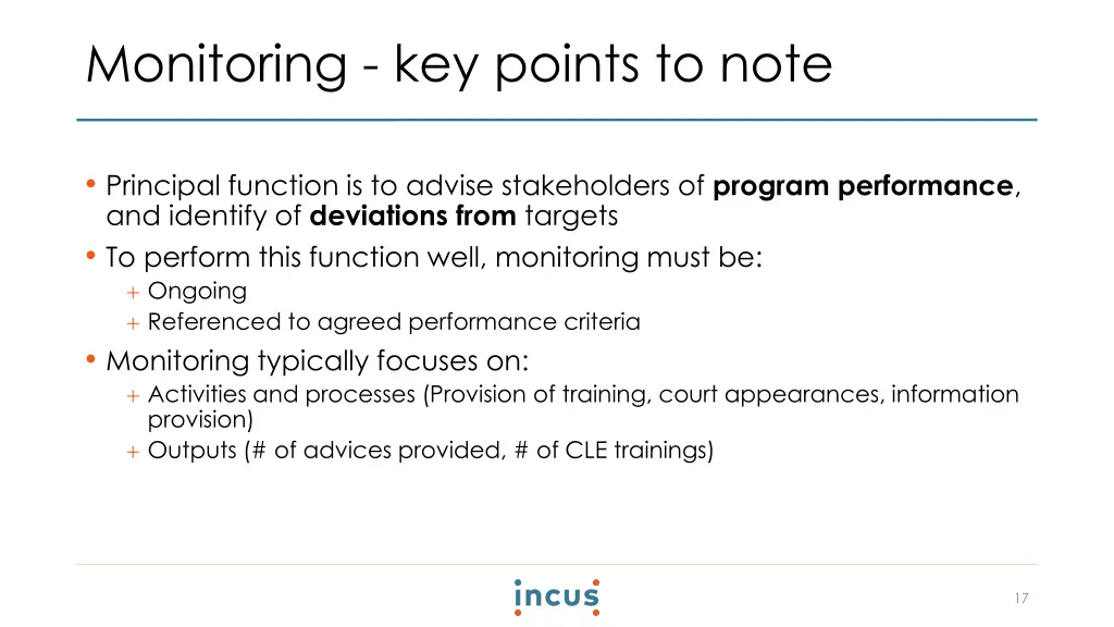 monitoring key points to note