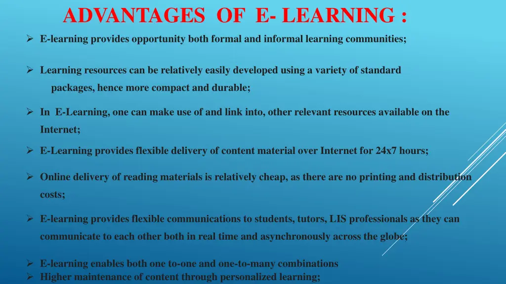 advantages of e learning