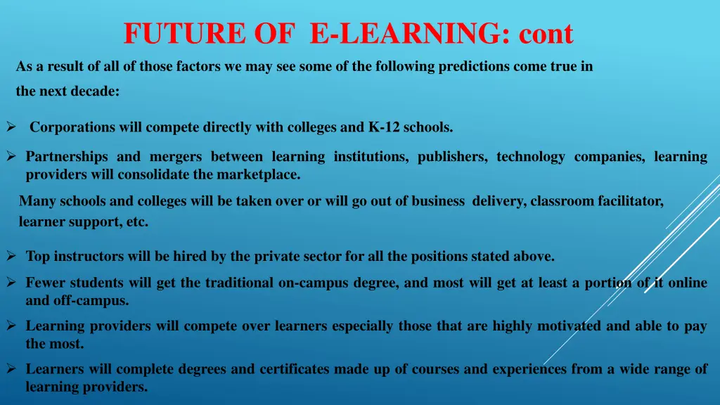 future of e learning cont as a result