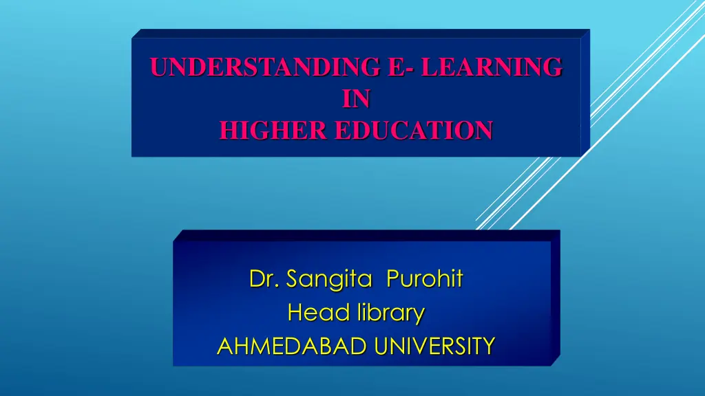 understanding e learning in higher education