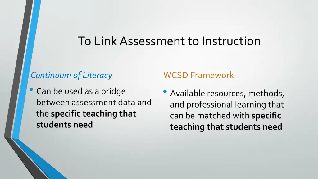 to link assessment to instruction