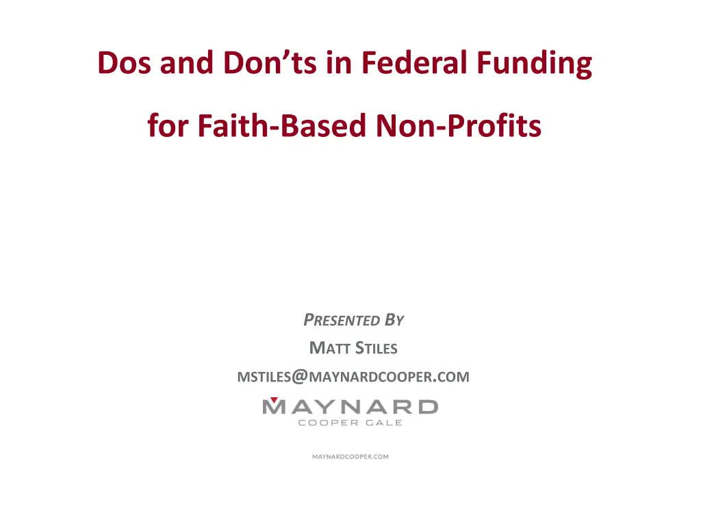 dos and don ts in federal funding
