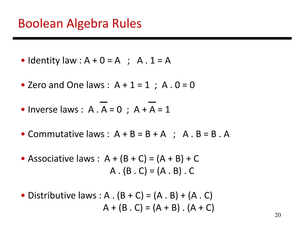 boolean algebra rules