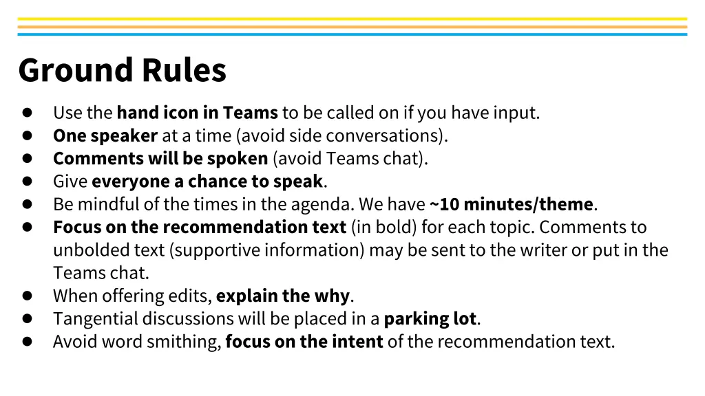 ground rules use the hand icon in teams