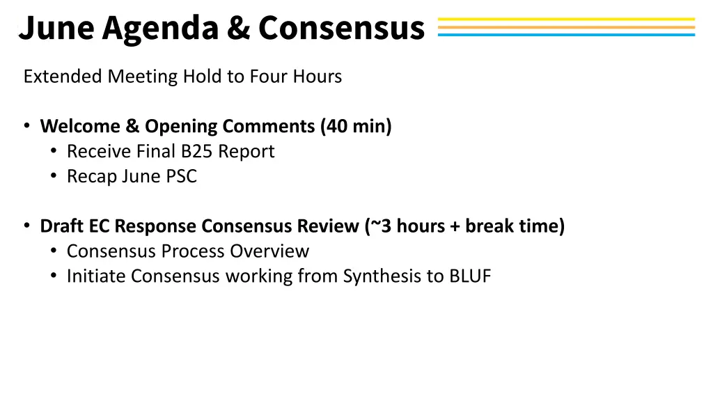 june agenda consensus
