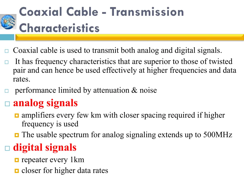 coaxial cable transmission characteristics