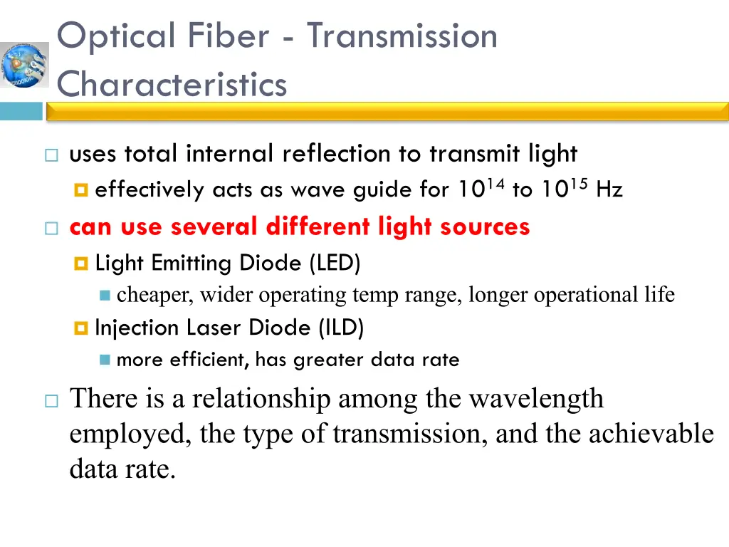 optical fiber transmission characteristics