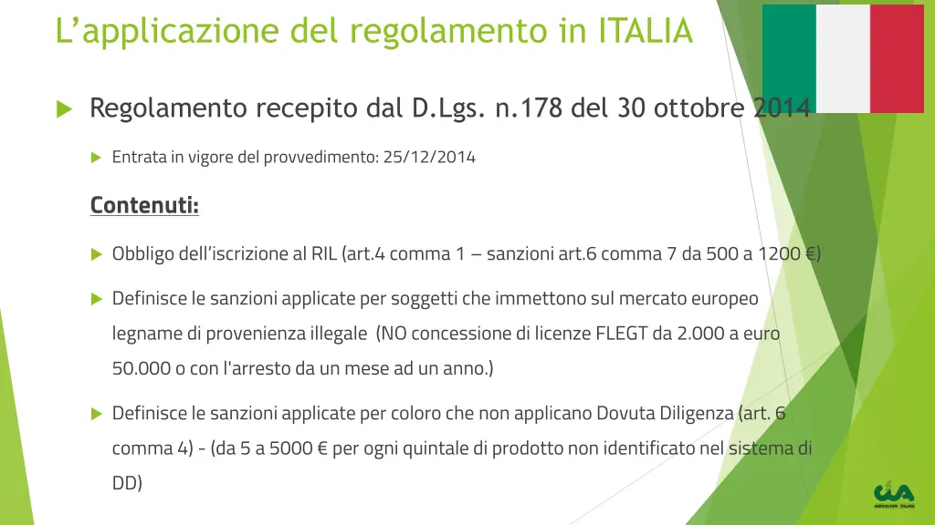 l applicazione del regolamento in italia