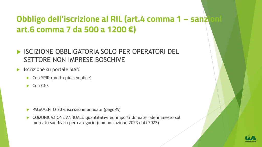 obbligo dell iscrizione al ril art 4 comma