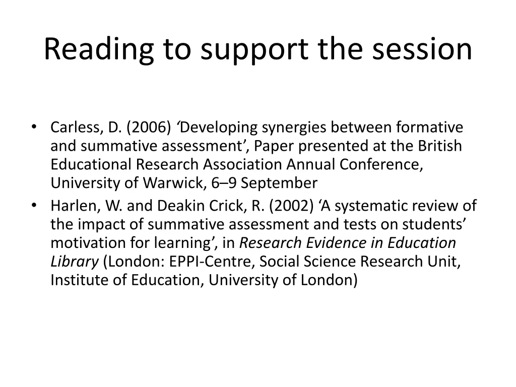 reading to support the session