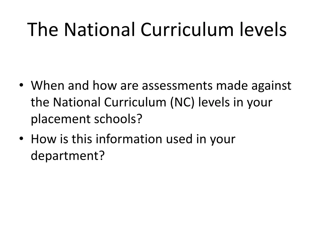 the national curriculum levels