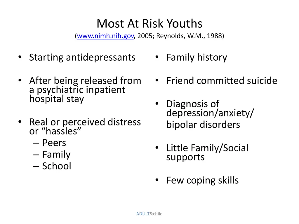 most at risk youths www nimh nih gov 2005