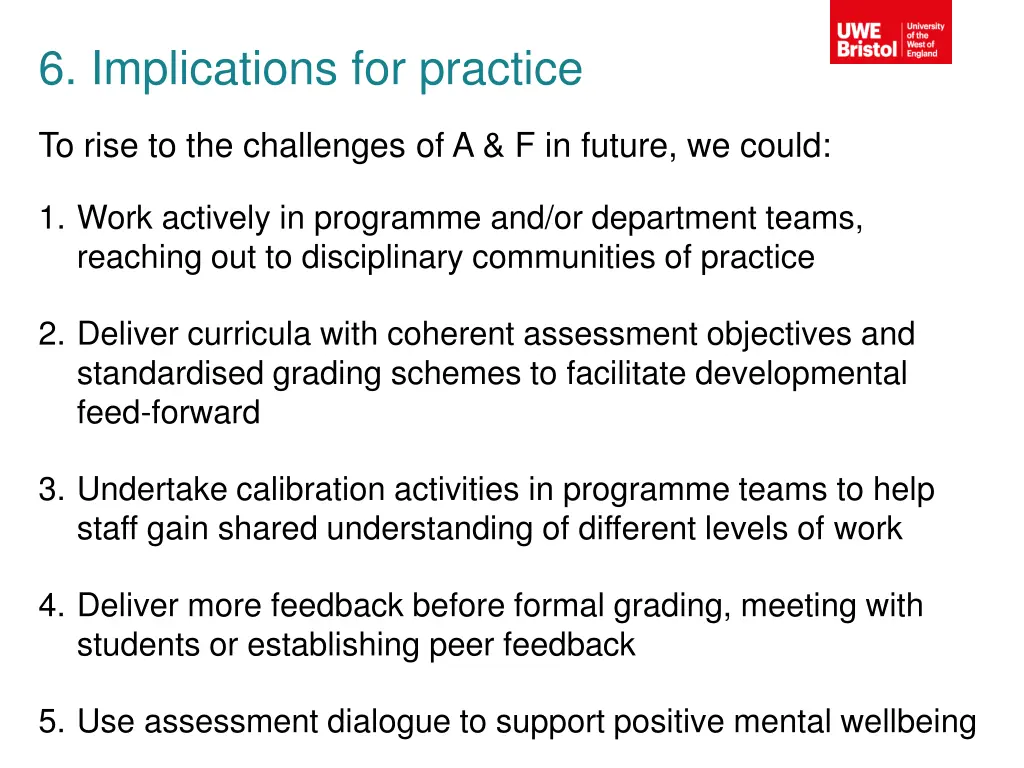 6 implications for practice
