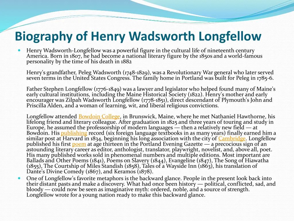 biography of henry wadsworth longfellow