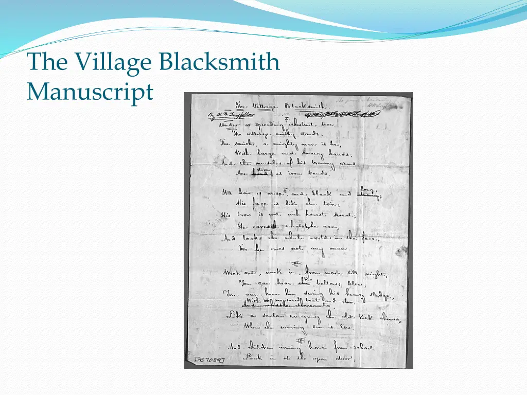 the village blacksmith manuscript