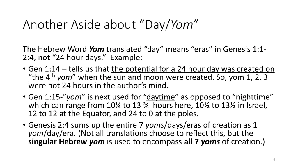 another aside about day yom