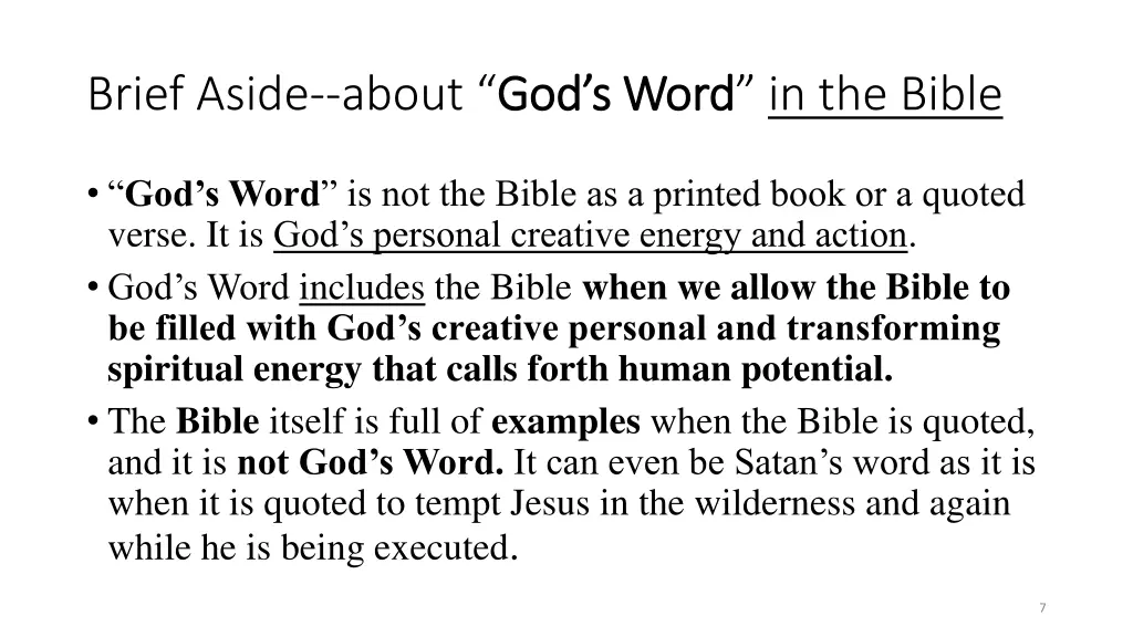 brief aside about god s word