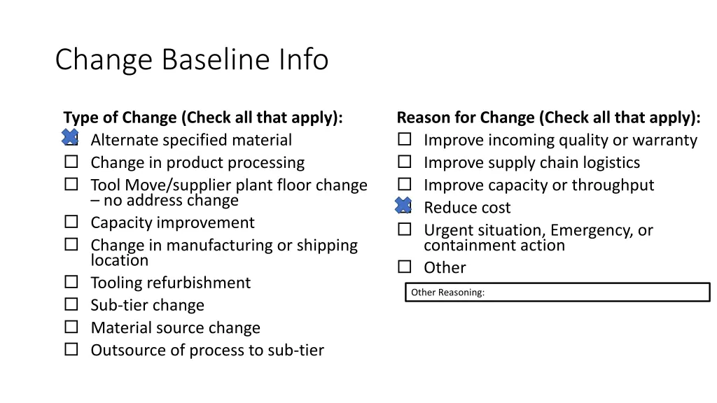 change baseline info