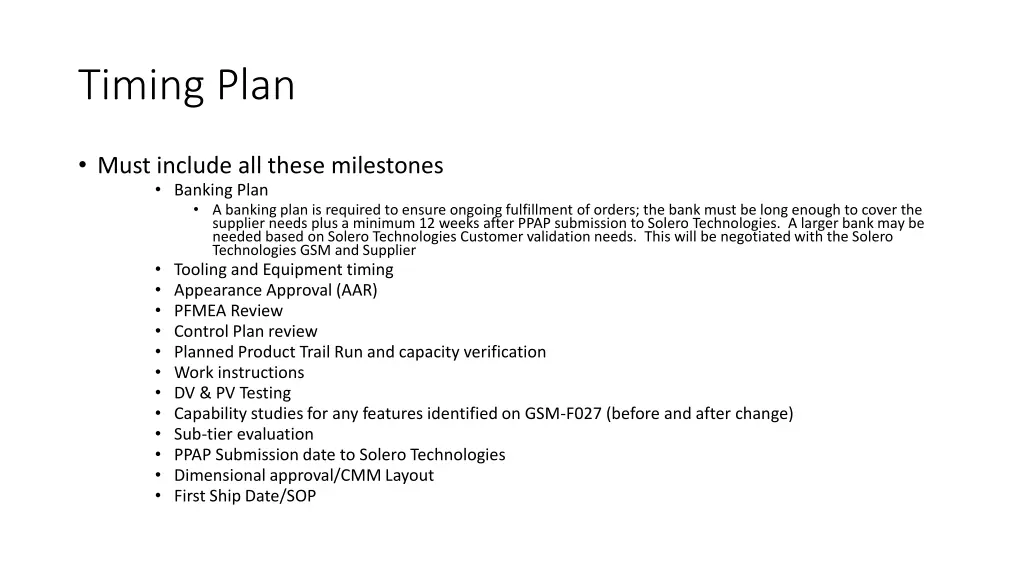 timing plan