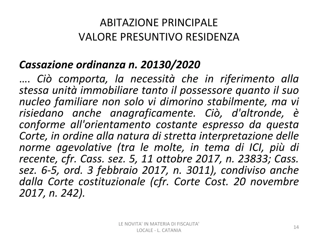 abitazione principale valore presuntivo residenza 2